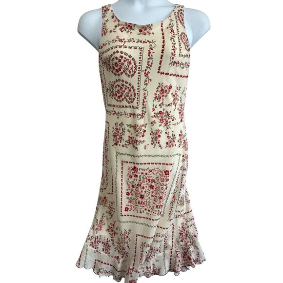 Vtg Jonathan Martin Floral Print Sleeveless Midi Dress Y2K 90s Size 12 - Picture 1 of 10